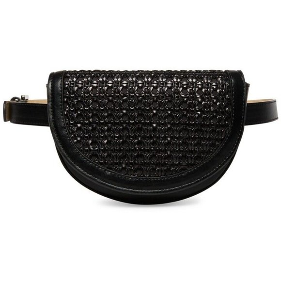 STEVE MADDEN Woven Flap Belt Bag - Black - NWT Large - Picture 1 of 3